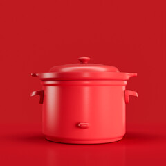 Monochrome Vintage pressure cooker, retro kitchen appliance front view, 3d rendering