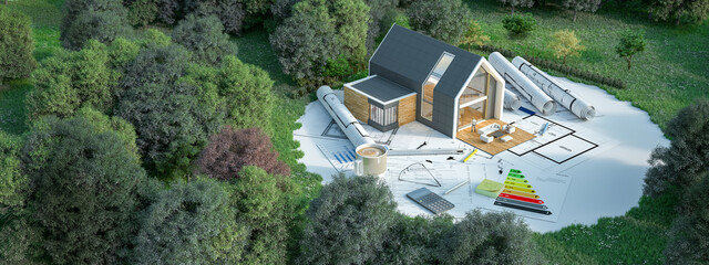 House project on construction ground. © FrankBoston