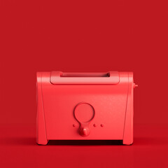 Monochrome Vintage toaster, retro kitchen appliance front view, 3d rendering