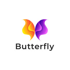 Butterfly purple and orange Gradient color Logo for beauty cosmetic logo.
