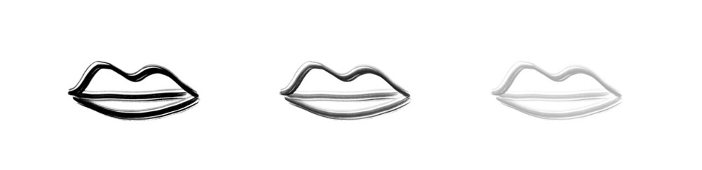 Hand Drawn Lips Icon Isolated