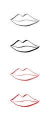 Hand Drawn Lips Icon Isolated