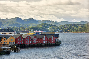 Namsos, a typical village of fishermen and woodcutters overlooking the sea, in the Namsfjord. Town...