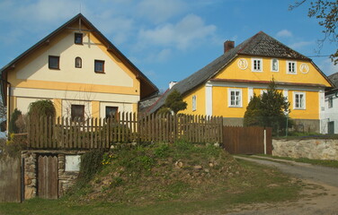 Fototapeta na wymiar Rural houses in Hodousice, Klatovy district, West Bohemia, Czech Republic, Europe, Central Europe 