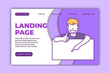 editable landing page template with Modern flat design concept of web page design for website and mobile website.