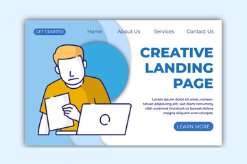 editable landing page template with Modern flat design concept of web page design for website and mobile website.