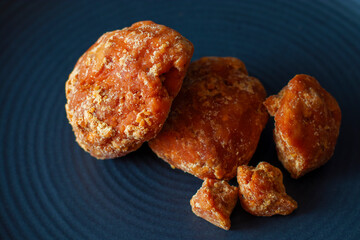 Jaggery is a natural sweetner made from date palm and sugar cane.