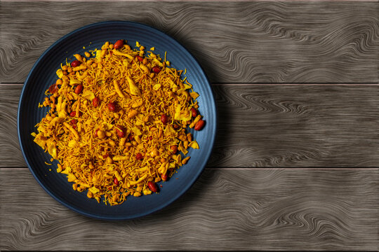 delicious Indian sweet salty snacks "Chanachur" or Bombay Mix. 