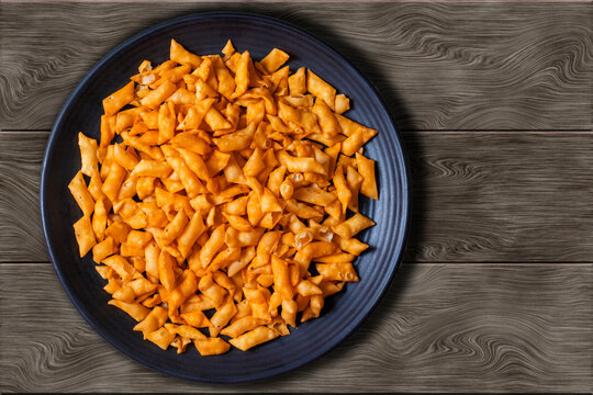 Salty Indian snack "Nimki" is ready to eat.