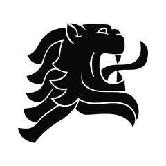 Coat of arms of a lion, black sign on a white background, vector illustration