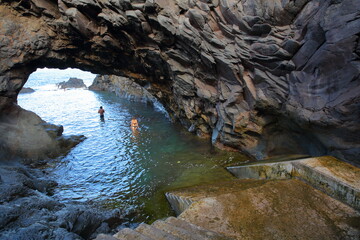 Natural swimming pools in Seixal, located on the North coast of Madeira Island, Portugal