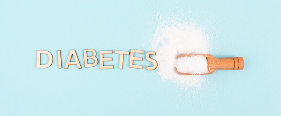 Shovel with white refined sugar, health problems by diabetes, insulin resistent, unhealthy food,...