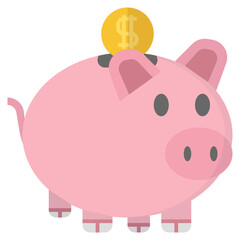 Piggy Bank flat icon,linear,outline,graphic,illustration