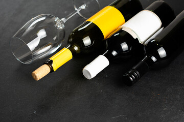 Wine bottle and corkscrew. Wine bottle and glass