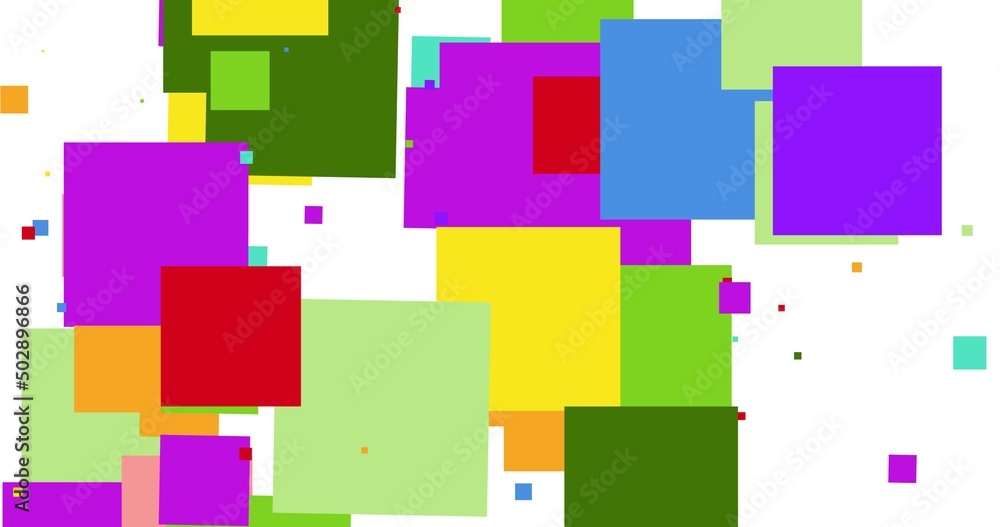Poster digital composite image of colorful squares on white background