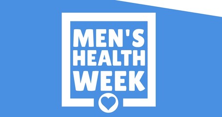 Men's health week and heart shape over blue background