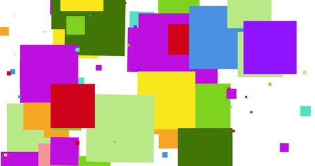 Digital composite image of colorful squares on white background