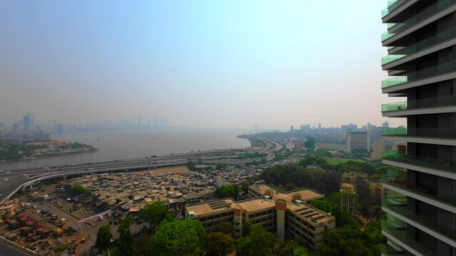 Bandra reclamation top view India Mumbai  flyover KC marg