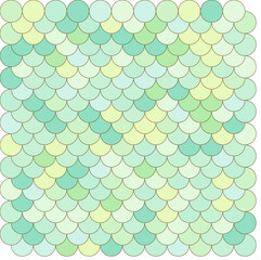 원형 생선 비늘 그린 레몬 노란색 패턴