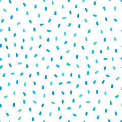 White seamless pattern with blue sprinkles background.