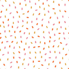 White seamless pattern with pink sprinkles.