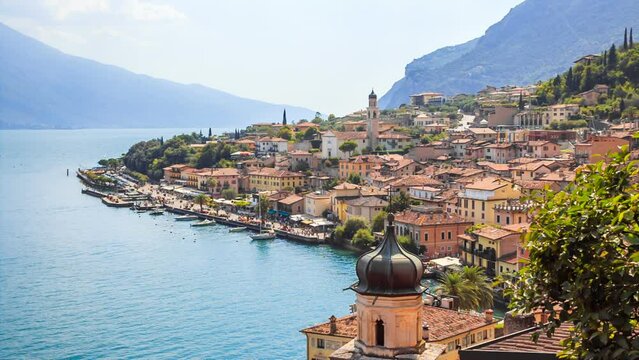 Limone sul Garda, Italian town on Lake Garda. Lake Garda is a popular holiday location in Italy.