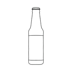 Beer bottle mockup. Vector illustration of package for liquid. Line design icon.