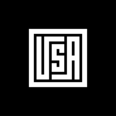 Initial letter USA logo design elements - Vector
