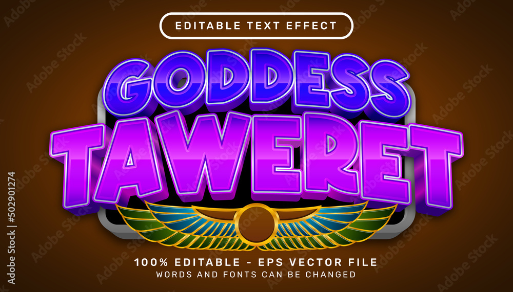 Poster goddess taweret 3d text effect and editable text effect