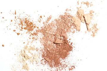 Crushed face powder bronzer, powder isolated on white background