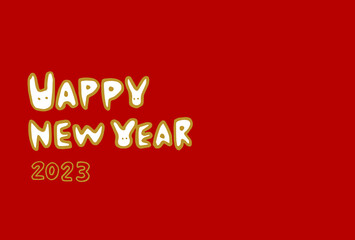 Fototapeta na wymiar HAPPY NEW YEARの文字をうさぎのイラストと合わせた2023年年賀状。
