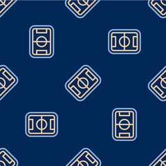 Line Football or soccer field icon isolated seamless pattern on blue background. Vector