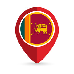 Map pointer with contry Sri Lanka. Sri Lanka flag. Vector illustration.
