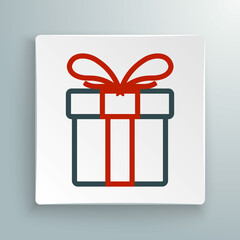 Line Gift box icon isolated on white background. Merry Christmas and Happy New Year. Colorful outline concept. Vector