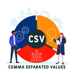 CSV - Comma Separated Values acronym. business concept background. vector illustration concept with keywords and icons. lettering illustration with icons for web banner, flyer, landing pag