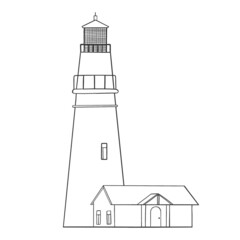 Lighthouse illustration.  Lineart.  Coloring.  For adults and for children.