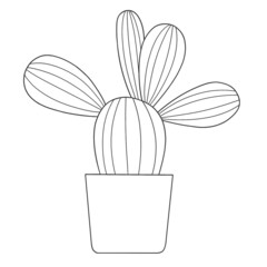 lineart cactus in a pot.  logo.  coloring