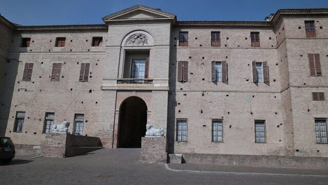 The facade of the medieval fortress Meli Lupi, Soragna, Parma, Italy