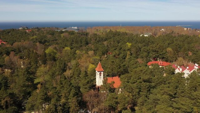 Aerial view of the Church of St. Seraphim of Sarov in Svetlogorsk, Kaliningrad region