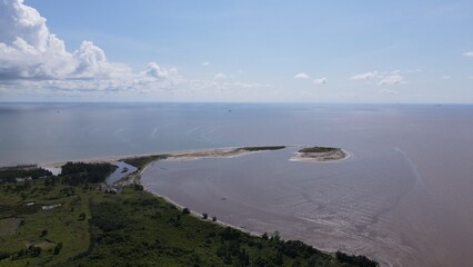 Miri, Sarawak Malaysia - May 2, 2022: The Landmark and Tourist Attraction areas of the of Miri City, with its famous beaches, rivers, city and scenic surroundings