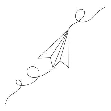 recommend clip art: Continuous one line paper plane. Craft airplane single line. Vector success or startup concept
