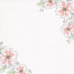 Fototapeta na wymiar doodle line art rose flower bouquet on paper background