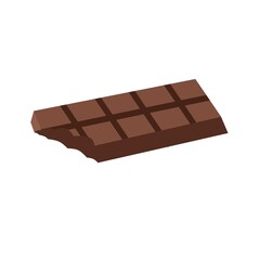 Chocolate bar vector. Chocolate bite. Sweet chocolate design in realistic style on white background. Great for chocolate business brand images, web logos and snack packages.