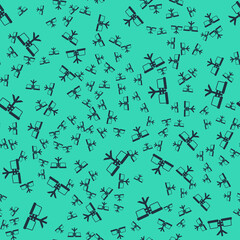 Black Bongo drum icon isolated seamless pattern on green background. Musical instrument symbol. Vector