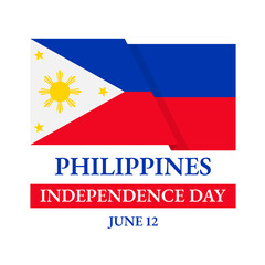 Philippines Independence Day typography poster with flag. National holiday celebrated on June 12. Vector template for, banner, greeting card, flyer, etc