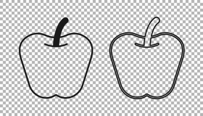 Black Apple icon isolated on transparent background. Excess weight. Healthy diet menu. Fitness diet apple. Vector