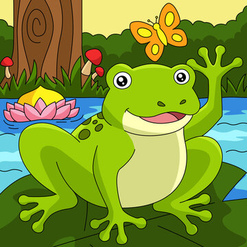 Frog Colored Cartoon Farm Illustration