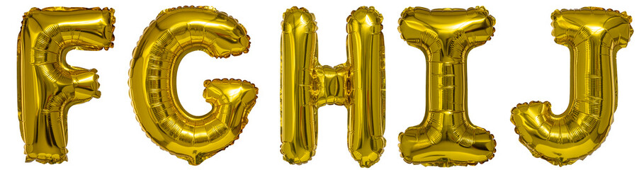 real balloons in the shape of letters f g h i j gold metallic