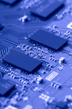 Electronic circuit board close up.	