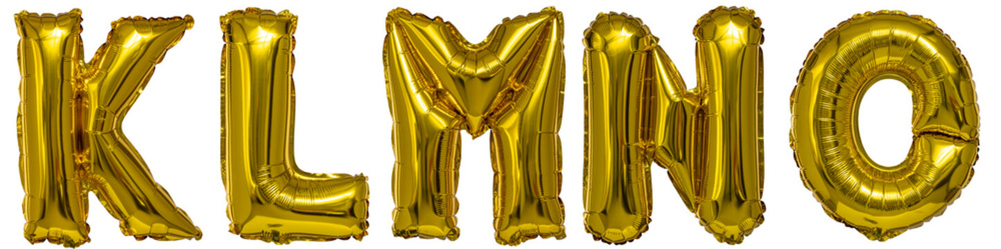 real balloons in the shape of letters k l m n or metallic gold